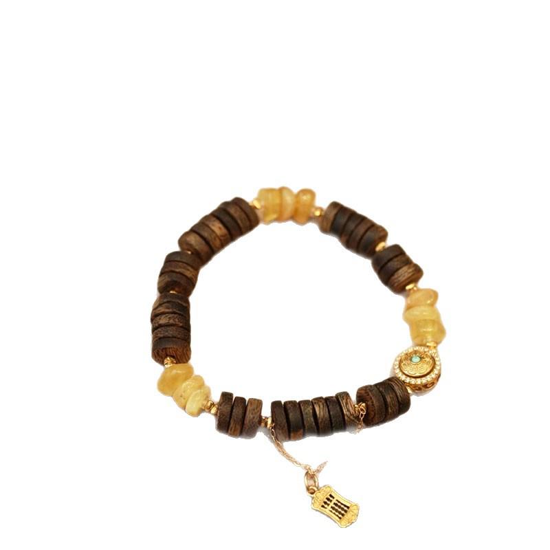 Браслет из натуральных бусин агарового дерева с разделителями — буддийский аксессуар для DIY