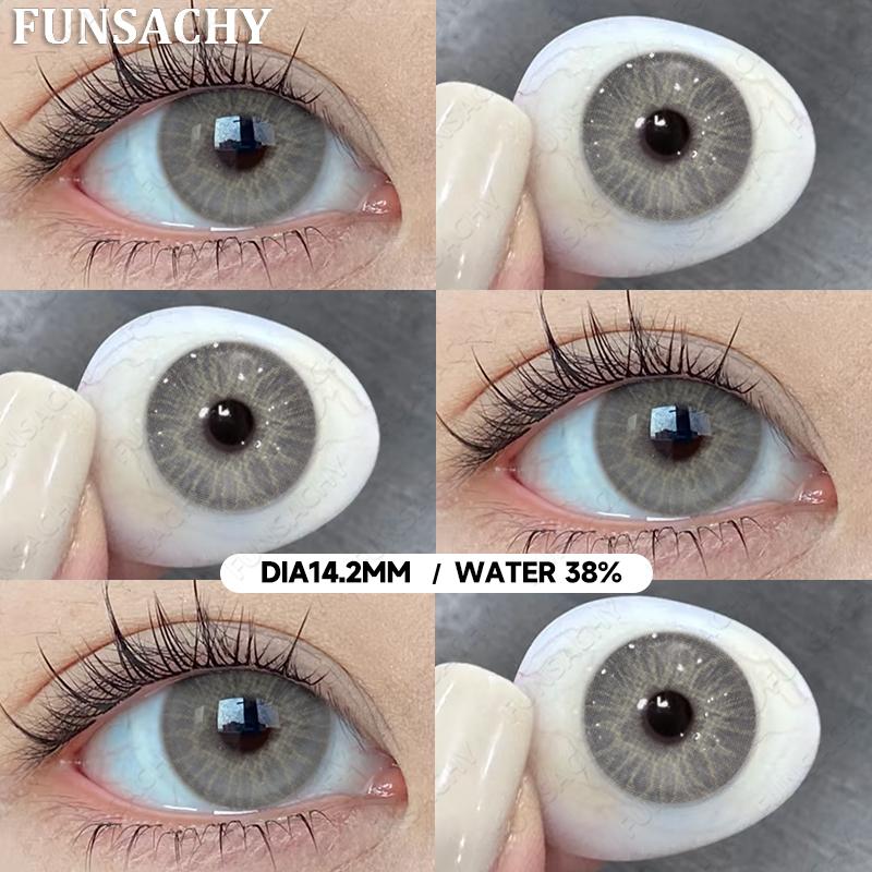 FUNSACHY 1 пара цветных глаз, синие линзы, корейские натуральные линзы, цветные контактные линзы, серые глаза, мягкий красивый зрачок, ежегодное использование