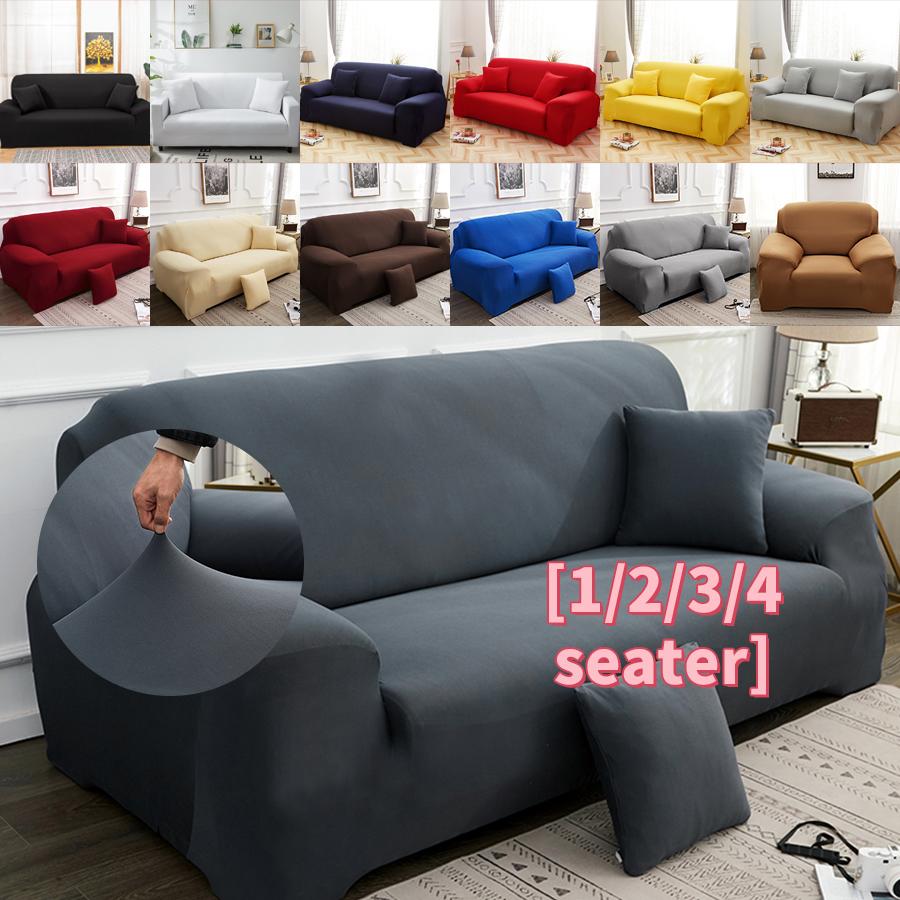 Высокоэластичный Однотонный Чехол для Дивана из Искусственного Молочного Шелка Легко Устанавливается Ткань, Устойчивая к Пятнам от Животных Мягкий и Приятный для Кожи