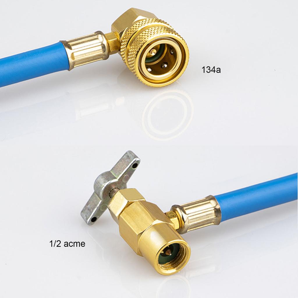 R134A Air Conditioner Gas Cooler Refrigerant Charging Pipe Tube AC Recharge Hose with Pressure Gauge for Car Automobile