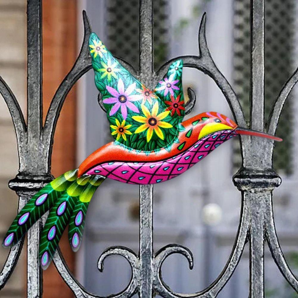 Iron Art Garden Pendant Handmade Craft Hummingbird Decorations Wall Hanging Sculptures Ornaments