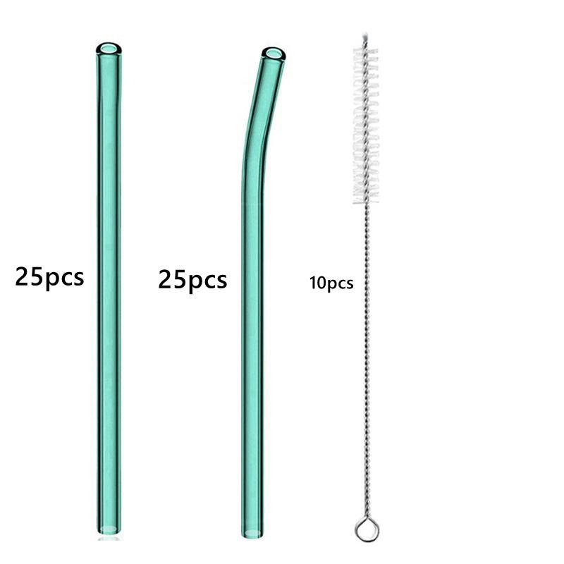 50 шт. разноцветных многоразовых стеклянных трубочек длиной 20 см. Экологичные трубочки для смузи, трубочки для коктейлей, принадлежности для напитков, барная посуда