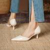 699-1 New French Hollow Stiletto Shoes Women's Nude Patent Leather Pointed High Heels Women's Outer Wear Size 35-43
