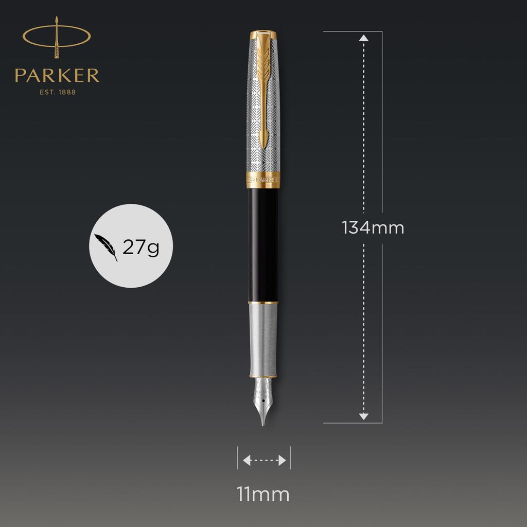 PARKER Sonnet Premium Металл Черный GT Перьевая Ручка Fine 18K Золото Подарочная Коробка Официальная 2119784 И Перо, Перо, Перо, В Комплекте, Импорт,