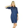 Women Casual Denim Dress 3 4 Sleeve Collar Shirt Stlye Dress.