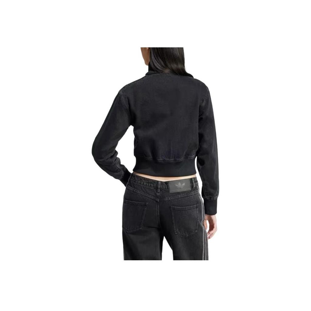 Adidas Womens Adicolor Denim Track Top True Black Denim Women Streetwear JD3110