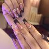 Press On Nails French Acrylic Extra Long with Rhinestone Shiny DIY Manicure Full Cover Long Fake Nails