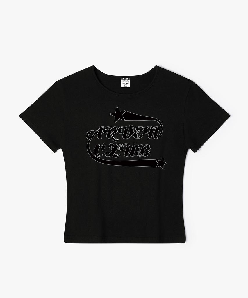 Женская приталенная футболка с коротким рукавом Aleubenkeulleob Star Swoosh Script