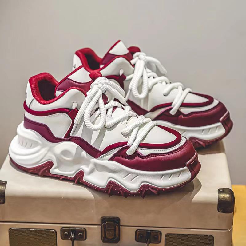 Модные массивные кроссовки для мужчин, мягкая подошва, кроссовки, модная повседневная кожаная обувь с цветным блоком, дышащая обувь на увеличенной платформе