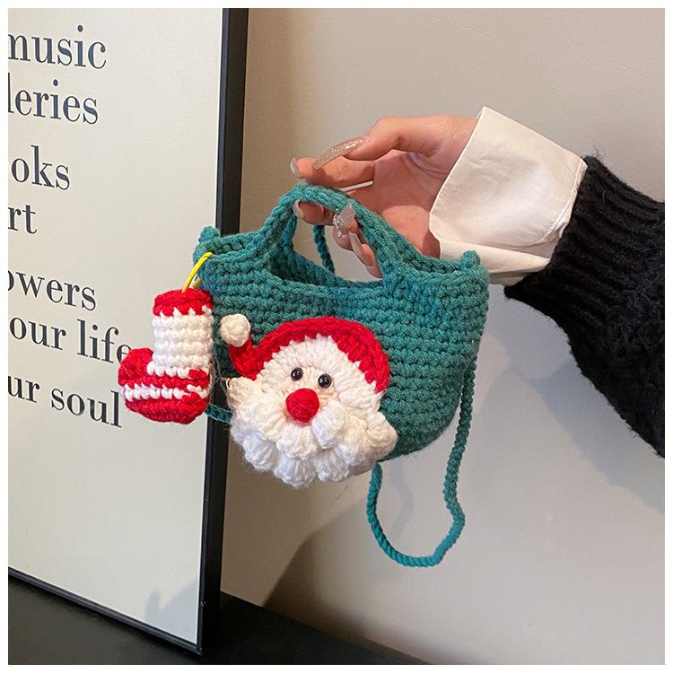 Новые модные мультяшные сумки через плечо 2025 года, рождественская вязаная крючком сумка ручной работы из пряжи, креативная сумка-мессенджер для мобильного телефона в форме Санта-Клауса, снеговика, тыквы