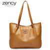 Zency большая вместительная женская сумка через плечо, сумка из 100% натуральной кожи, простая модная женская сумка-мессенджер через плечо, черная сумка-тоут