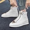 Fashion Hot Sale White High Top Sneakers Men Leather Casual Sneakers Fashion Zipper Design Ankle Boots Men Rock Street Hip Hop Shoes Men