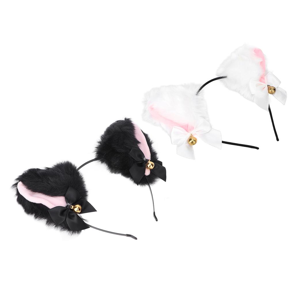 Милая плюшевая повязка на голову с кошачьими ушками и колокольчиком для костюмированной вечеринки на Хэллоуин