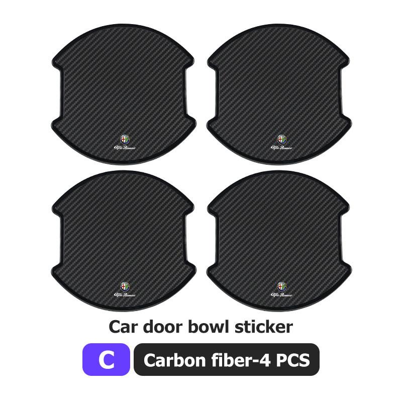 2026 Hot Alfa Romeo 4PCS Carbon Fiber Car Door Handle Protection Sticker Emblem Accessories For Alfa Romeo Giulietta GT 159 147 
