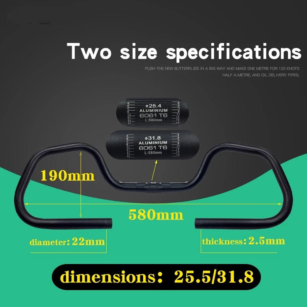 Riser 580mm with Cover 25.4mm 31.8mm Rest Handlebar Butterfly Handlebar with Sponge Bike Handlebar