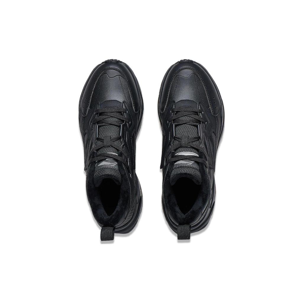 Li Ning Defender Удобные нескользящие кроссовки средней высоты Повседневные Мужские Черные С подкладкой из флиса AGLT127-1