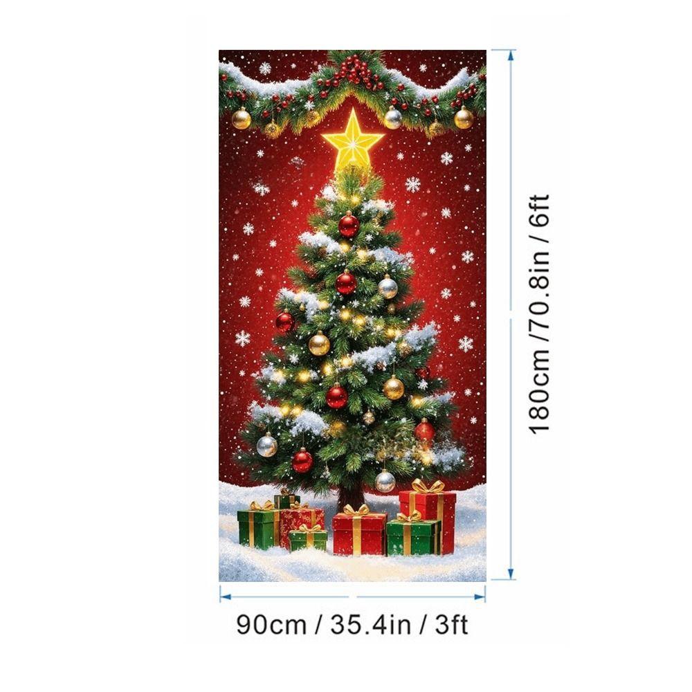 Door Hanging Christmas Door Cover Atmosphere Arrangement Background Santa Claus Banner Holiday Props Old Man Snowman