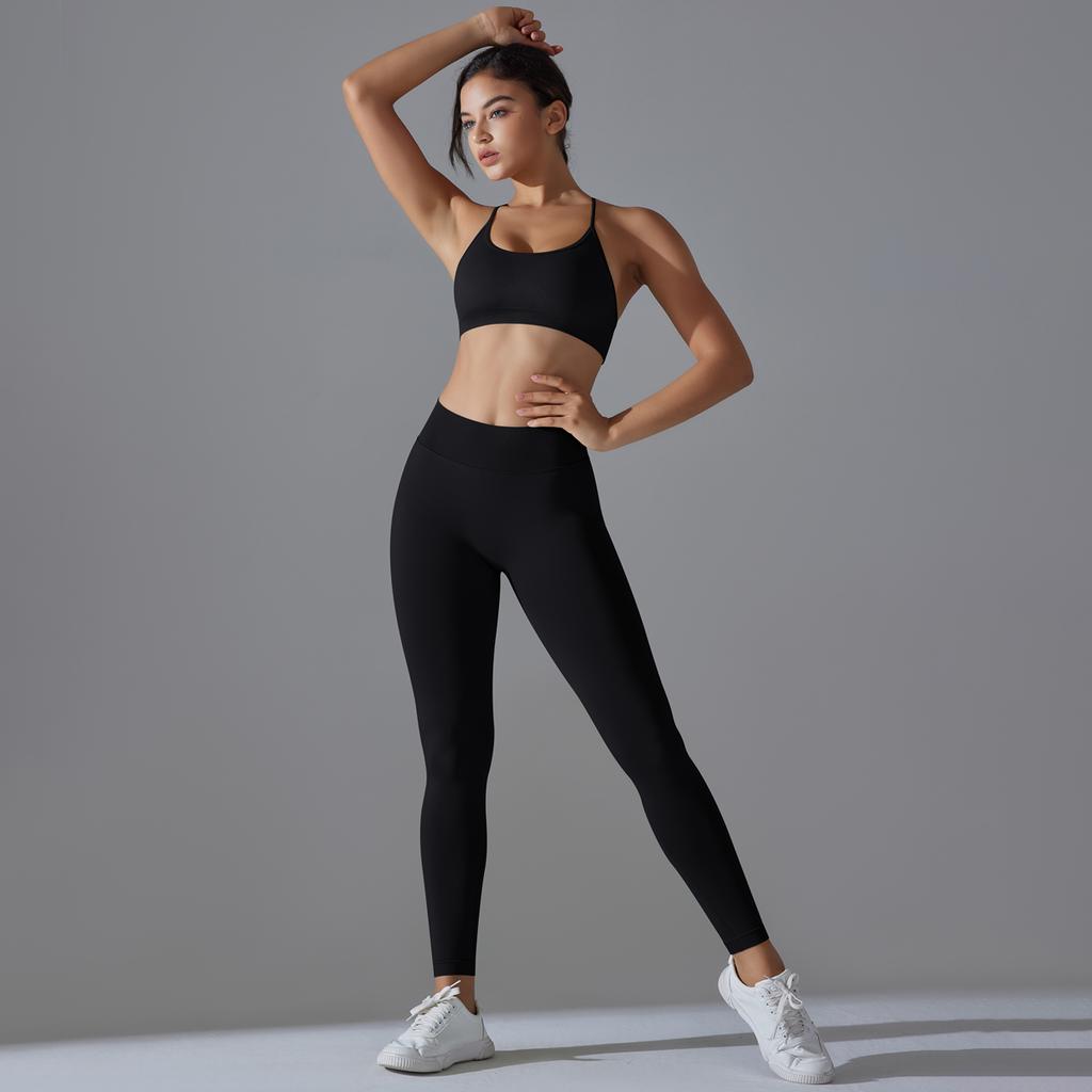 Nessaj Бесшовный бюстгальтер с перекрестным лифом сзади, комплект для йоги, женская спортивная одежда, леггинсы с высокой талией, одежда для тренировок и бега