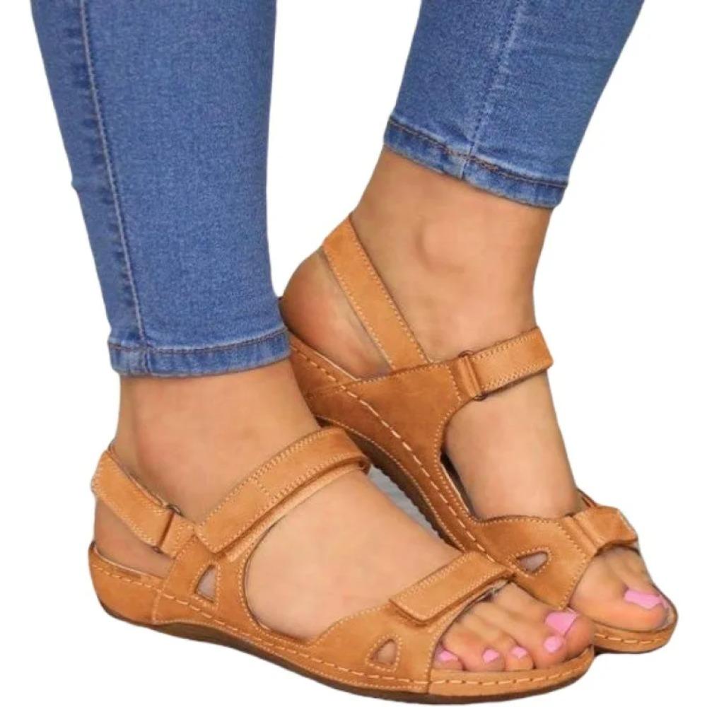 Sandals Women Summer Open Toe Comfy Super Soft Premium Orthopedic Low Heels Walking Sandals Toe Corrector Cusion