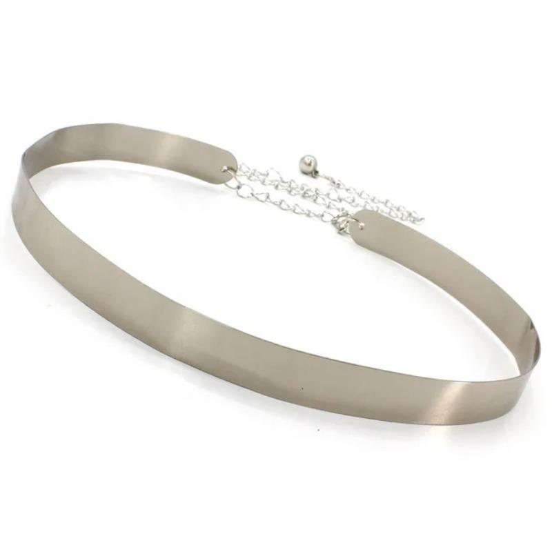 Европейский и американский трендовый женский металлический железный пояс, поясная печать, декоративная юбка, модная зеркальная поясная цепочка 2,0 см и 3,5 см