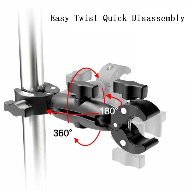 Camera Double Clip Crab Clamp Motorcycle Bicycle Handlebar Clip Bracket Monopod Mount Handlebar Stand for Insta360 X4 X3 X2