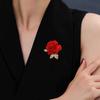 Luxury Rose Flower Shape Brooch Shining Rhinestones Pin Elegant Suit Coat Overcoat