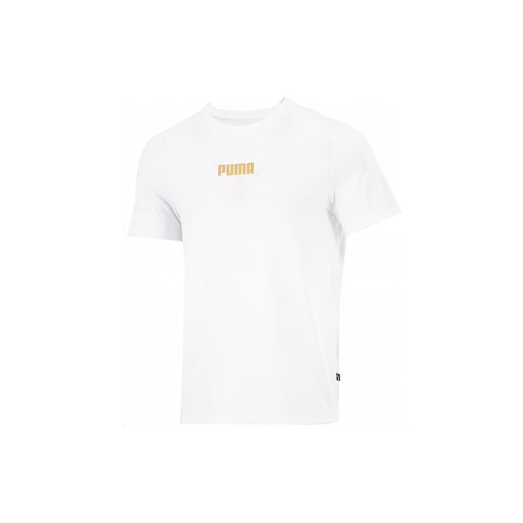 Puma Alphabet Print Casual Sports Short Sleeve T-Shirt Men Tops White 847651-02