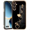 Case for Samsung Galaxy A36 5G, Soft Silicone Heart Pattern Anti-Scratch with Black Strap