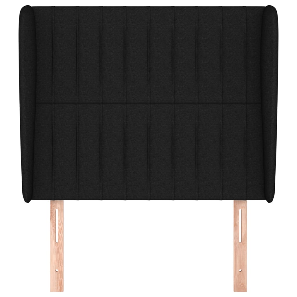 Headboard with Ears Black 83 x 23 x 118 128 cm Fabric