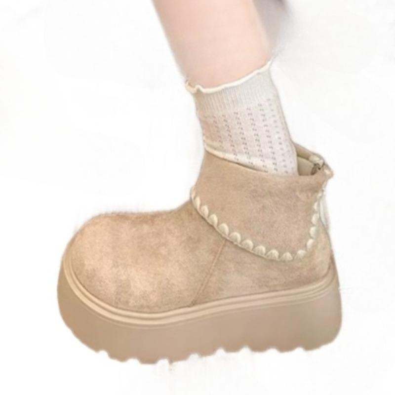 Fashion Platform Women High Heels Suede Short Boots Fashion Classical Winter New Trends Shoes 2025 Chelsea Ankle Boots Snow Zapatillas