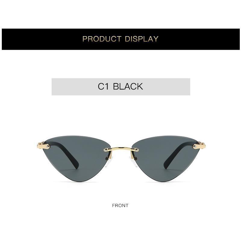 Модные солнцезащитные очки «кошачий глаз» для женщин, роскошные брендовые дизайнерские ретро-очки без оправы из металла, солнцезащитные очки для женщин, очки для вождения Uv400