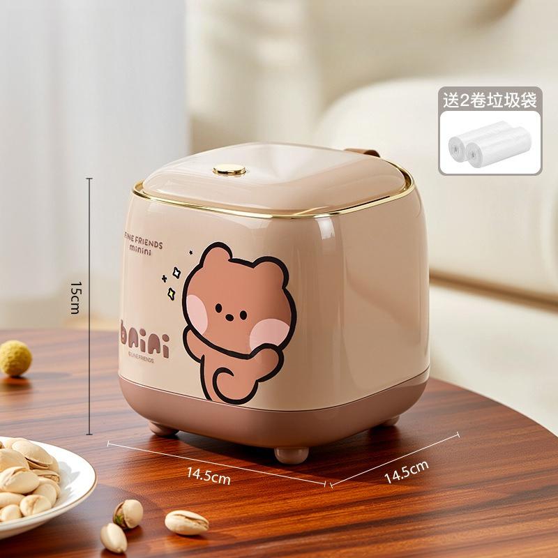 Desktop Trash Can Household High-end Feeling Trash Bin with Lid Dormitory Bedroom Office Press-type Paper Basket Garbage Bin