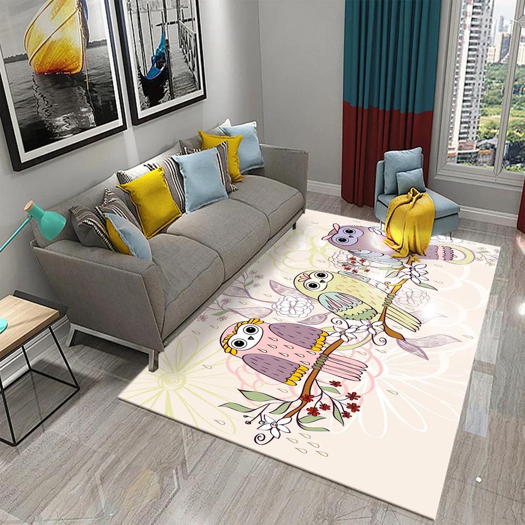 Прекрасный ковер с мультяшной совой для декора спальни, гостиной, коврик для пола, ковер для прихожей, милые коврики с животными, кухонный коврик, ванный коврик с противоскользящим покрытием