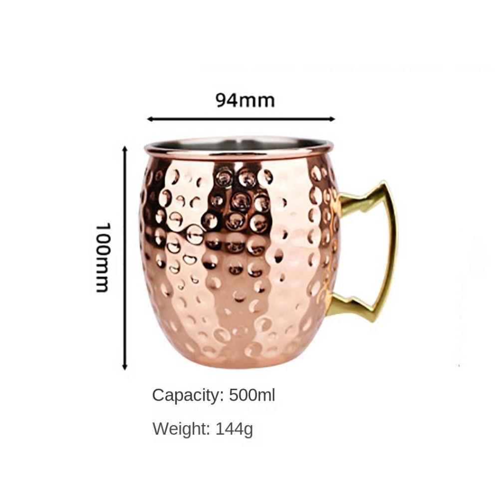 500ml Pure Copper Cup Moscow Mule Handcrafted Mug Cup Hammered Thickened Drum Cup Mules Cocktails Coffee Beer