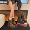 autumn Winter Punk Style Women Ankle Boots Belt Buckle Ladies Concise Chunky Platform Heel Short Booties