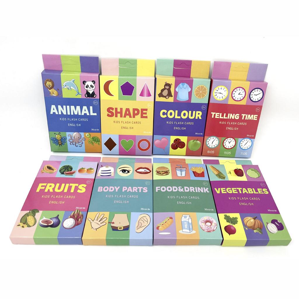 36PCS/Set Animal Shape Color Time Flash Card Kids Montessori Early Education Learning Educational Toys For Children Gifts