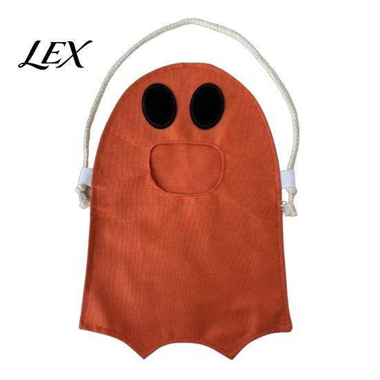Lightweight Candy Carrier Halloween Ghost Bag for Kids, Cute Fabric Treat or Trick Tote with Handle, Spooky Snack Goodie Bags Party Supplies Portable