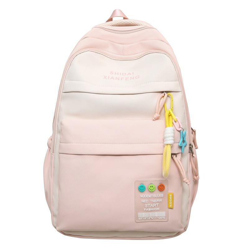 Студенческая школьная сумка большой емкости, женский рюкзак, однотонная лоскутная дорожная сумка