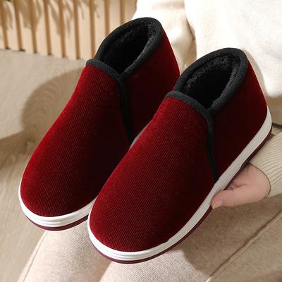 Новые хлопковые туфли ручной работы для пожилых людей, зимние теплые туфли для ношения в помещении и на улице, утолщенная резиновая подошва, плюшевые тканевые туфли для пожилых людей