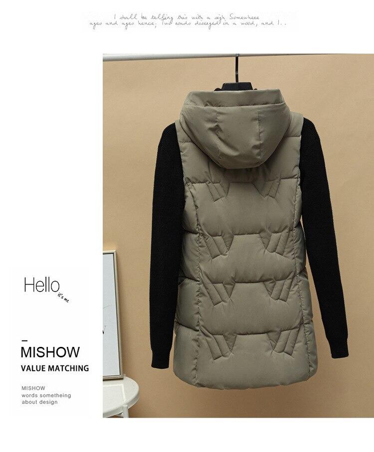 Autumn and Winter Women's Solid Color Loose Vest Hooded Long Reversible Vest Jacket Cotton Padded Women's Windproof Warm Vest