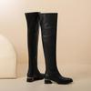 Krazing Pot Микрофибра из коровьей кожи Круглый носок Средний каблук Ботфорты выше колена Размер 46 Размер 45 Слипоны Большой размер Женские Сохраняют тепло Длинные сапоги