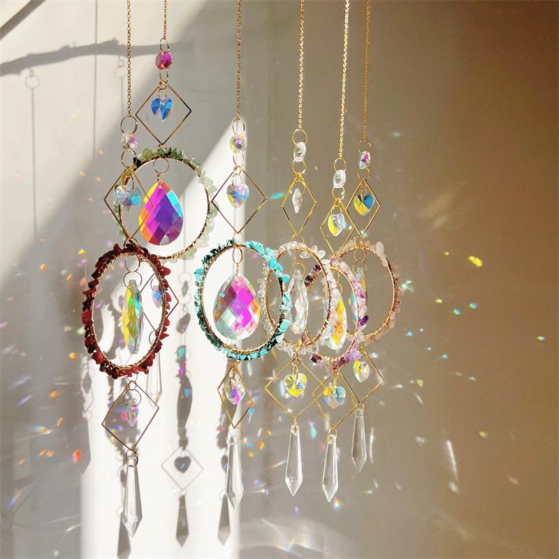Crystal Suncatcher Wind Chimes Decoration Outdoor Garden Wind Music Rainbow SunCatcher Pendant Wall Hanging Ornament Home Decor