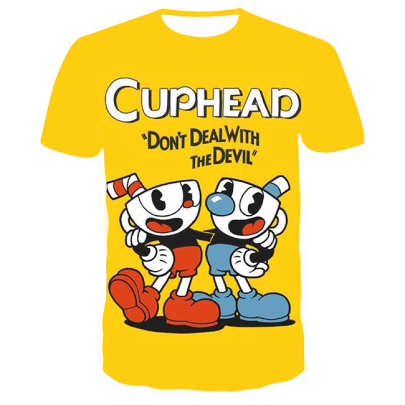 Детская футболка с 3D Cuphead Mugman, забавная одежда с принтом для девочек, детские топы для мальчиков, детская одежда, футболки для малышей, мужская и женская одежда, футболка