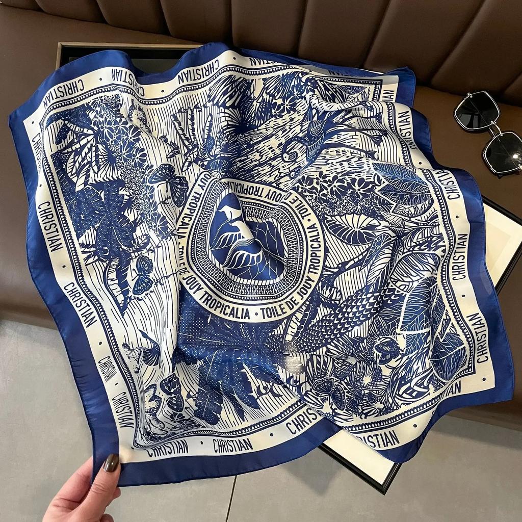 Plaid Silk Square Scarf Women Satin Shawl Wrap Hijab Female Hair Band Wrist Luxury Headkerchief 70*70cm Echarpe Bandana