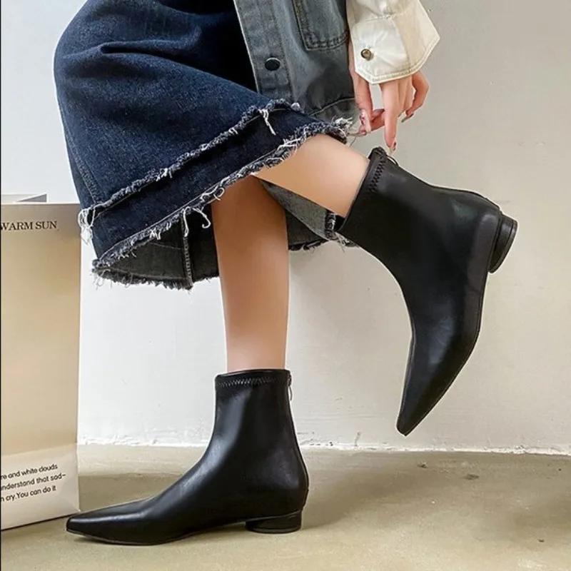 Модные модные сексуальные заостренные кожаные женские ботильоны дизайнерские осенне-зимние большие размеры 35-43 ботинки на платформе обувь для женщин