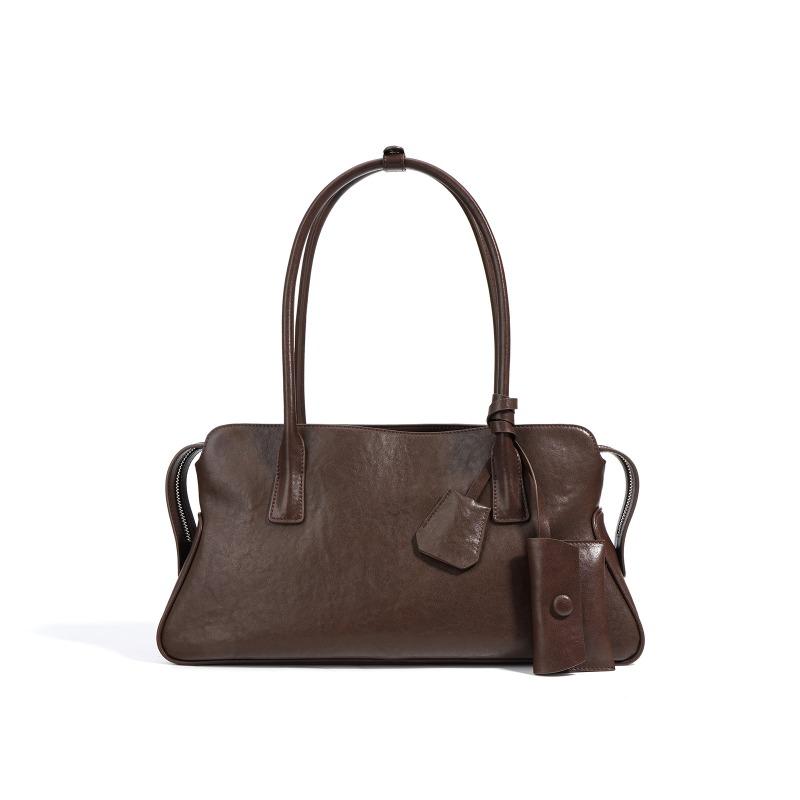 Boston Genuine Leather Women's Bag Niche Bag Commuter First Layer Plant Tanned Cowhide Handbag