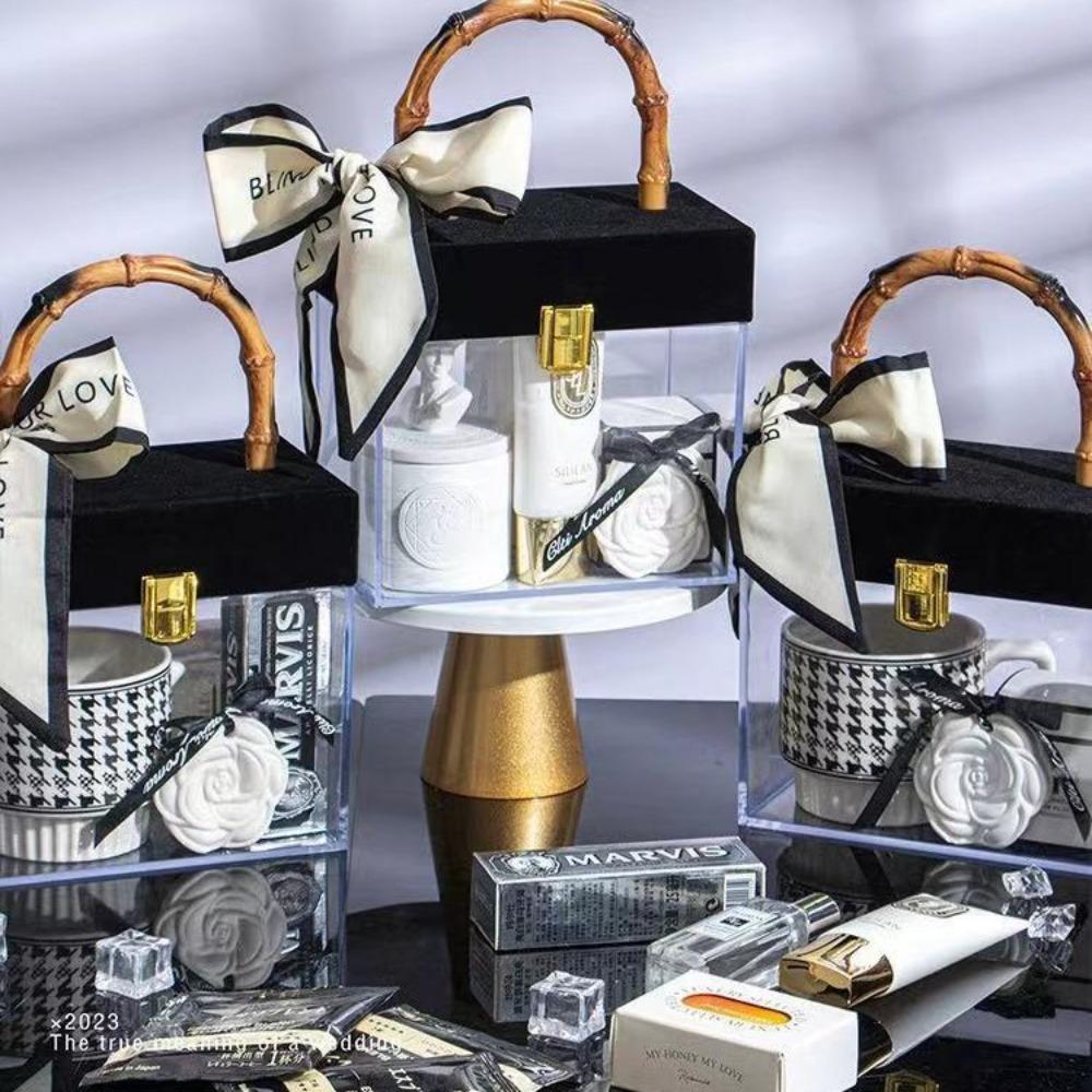 Dacron Mid-Autumn Festival Gift Box Scarf Neckerchief Floral Skinny Scarf Gift Packed