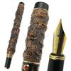 Jinhao Металлическая ручка-перо с двойным драконом, играющим с жемчужиной, резьба, тиснение, широкий наконечник, тяжелая, для офиса, школы, подарок