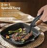 2-in-1 Silicone Shovel & Tweezers Tongs - Black Egg Flipper Pancake Spatula for Kitchen