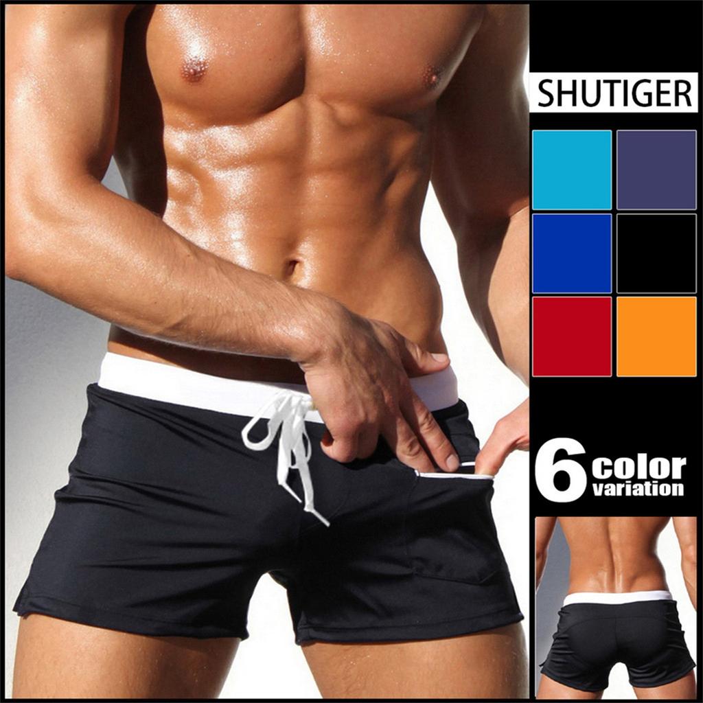 Men's Swim Trunks Men's Swim Trunks Fashion SwimsuitPocket Zipper Design Beach Swimsuit Boxer Shorts